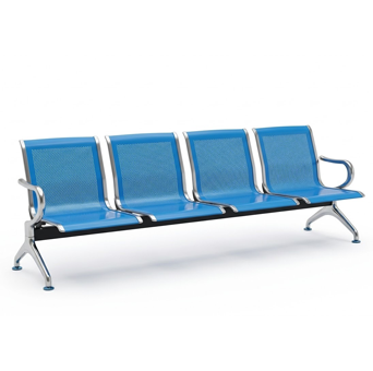4-Seater Metal Waiting Chair (Blue)